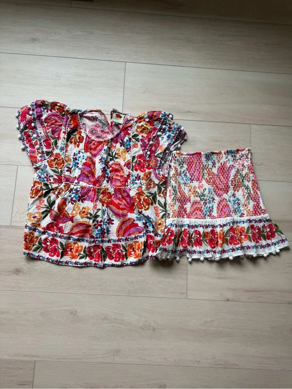 Farm Rio Floral Matching Set - Top & Mini Skirt - Size Small